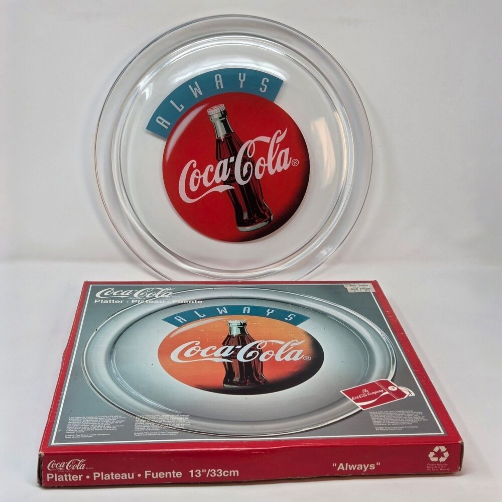 Coca-Cola Always 1995 Indiana‎ Glass 13" Platter #5533 Original Box Coke